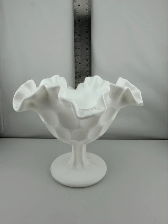 Fenton Other - Vintage Fenton Silver Crest Milk Glass Ruffled Candy Dish – UV Reactive